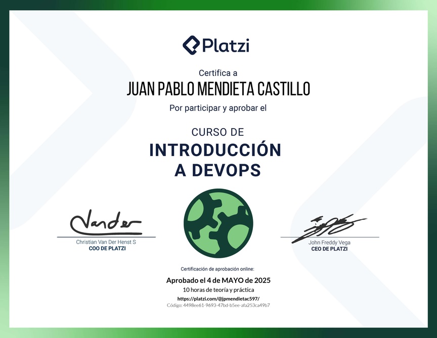 Diploma del Curso de Introducción a DevOps
