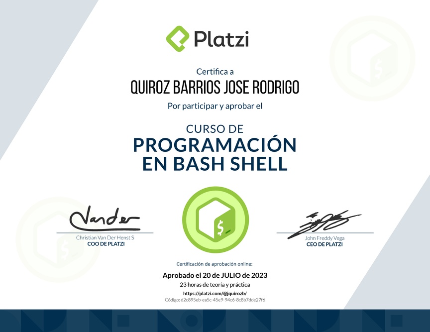 Diploma del Curso de Programación en Bash Shell