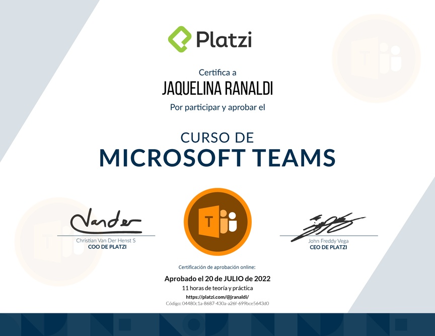 Diploma del Curso de Microsoft Teams: Optimiza la Colaboración y Gestión Empresarial (2020)
