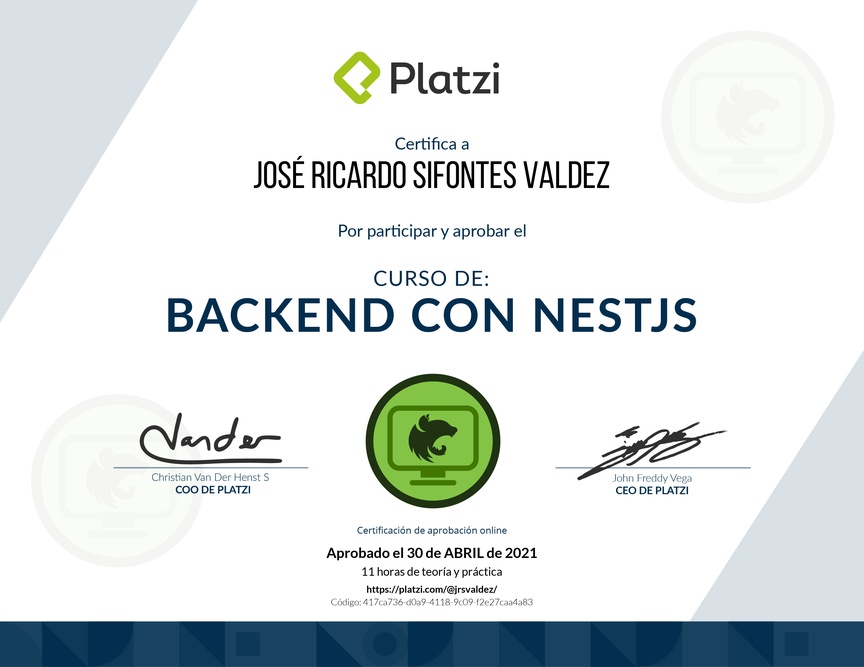 Diploma del Curso de Backend con NestJS