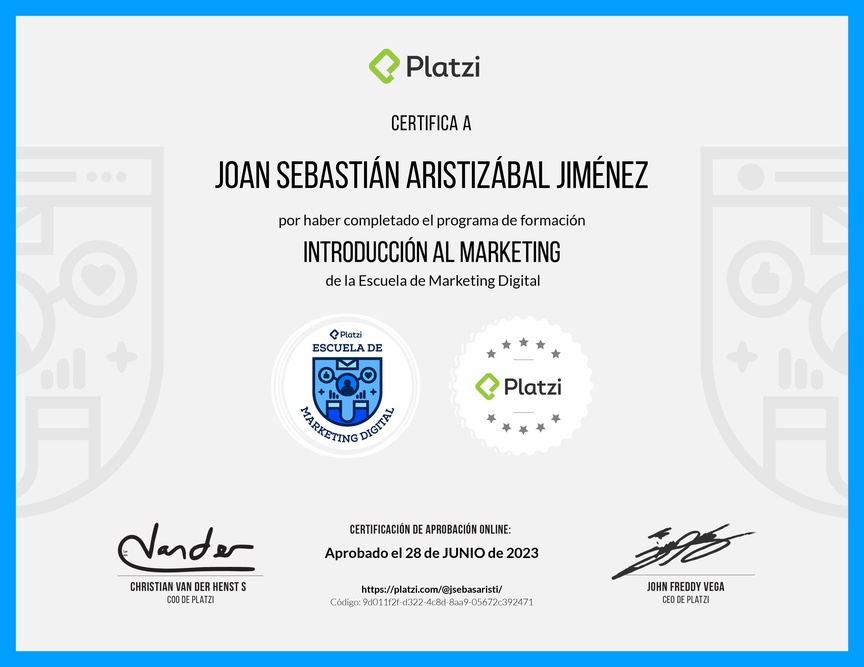Diploma de la Ruta de Aprendizaje de Introducción al Marketing Digital