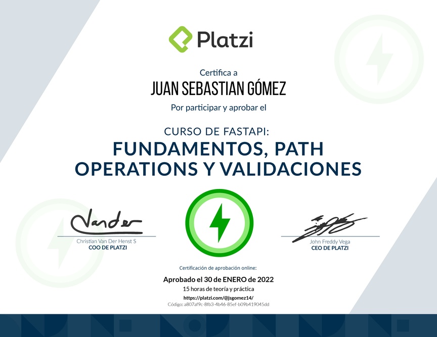 Diploma del Curso de FastAPI: Fundamentos, Path Operations y Validaciones