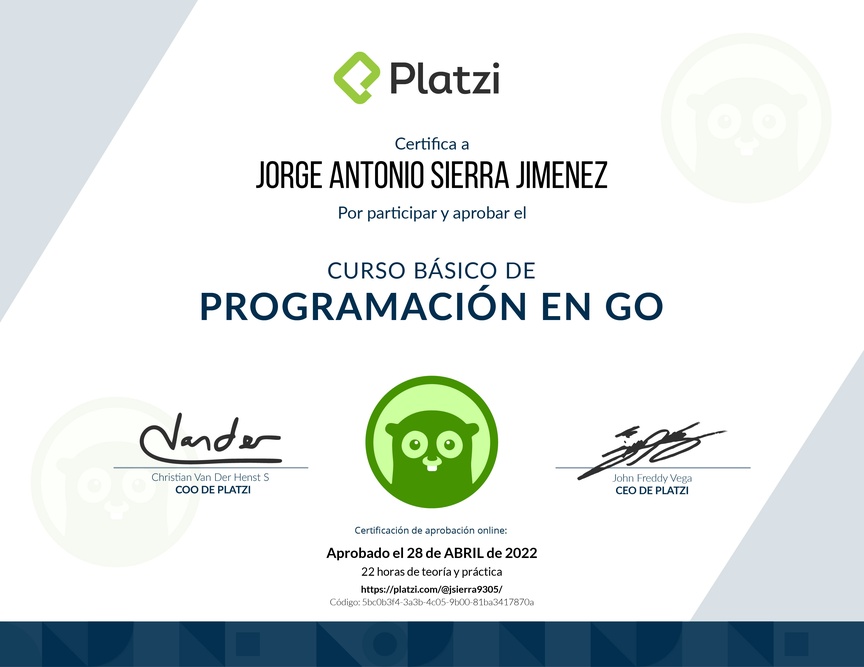 Diploma del Curso Básico de Programación en Go