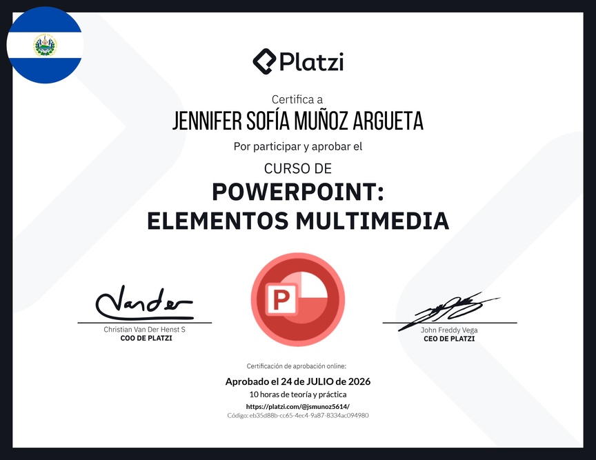 Diploma del Curso de PowerPoint: Elementos Multimedia