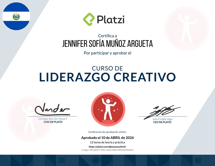 Diploma del Curso de Liderazgo Creativo