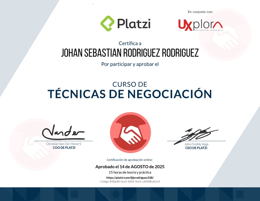 Diploma del Curso de Técnicas de Negociación