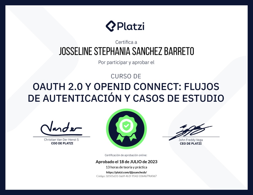 Diploma del Curso de OAuth 2.0 y OpenID Connect: Flujos de Autenticación y Casos de Estudio
