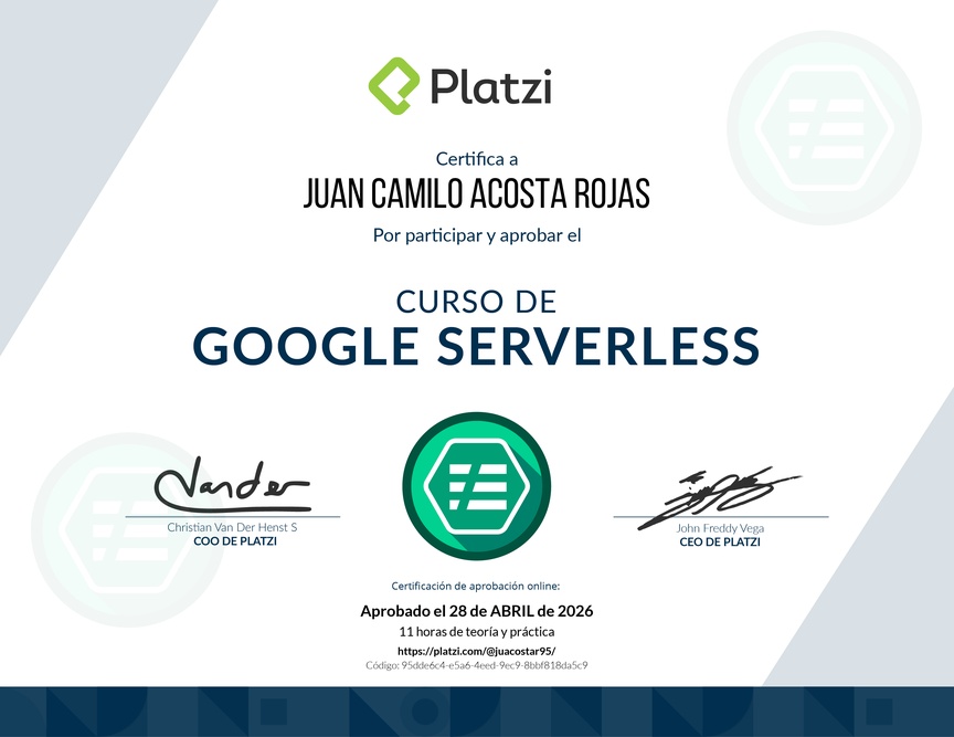 Diploma del Curso de Google Serverless