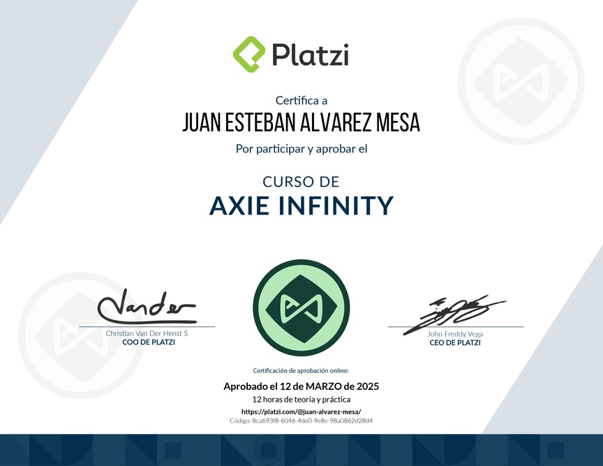 Diploma del Curso de Introducción a Axie Infinity