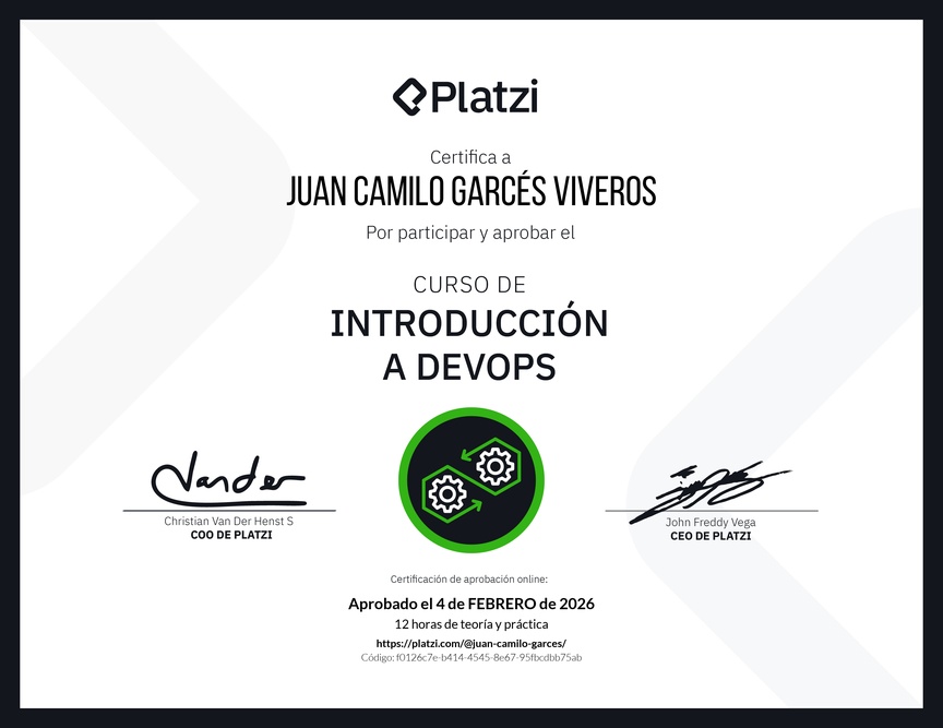 Diploma del Curso de Introducción a DevOps