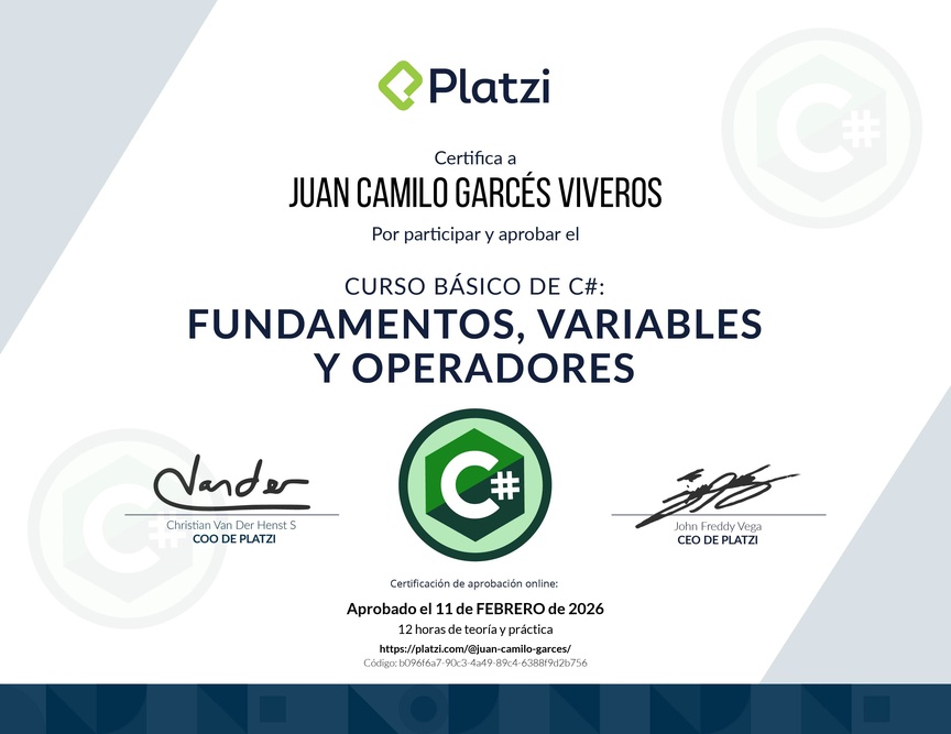 Diploma del Curso Básico de Programación con C#