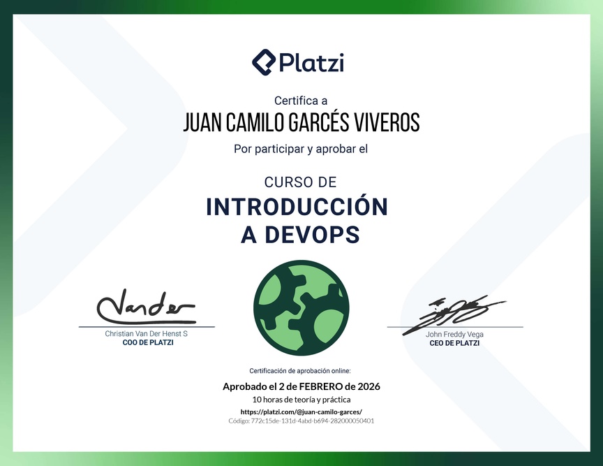 Diploma del Curso de Introducción a DevOps