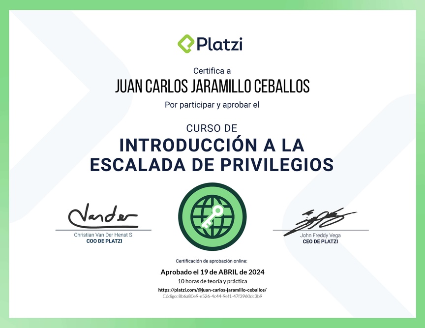 Diploma del Curso de Hacking: Escalada de Privilegios