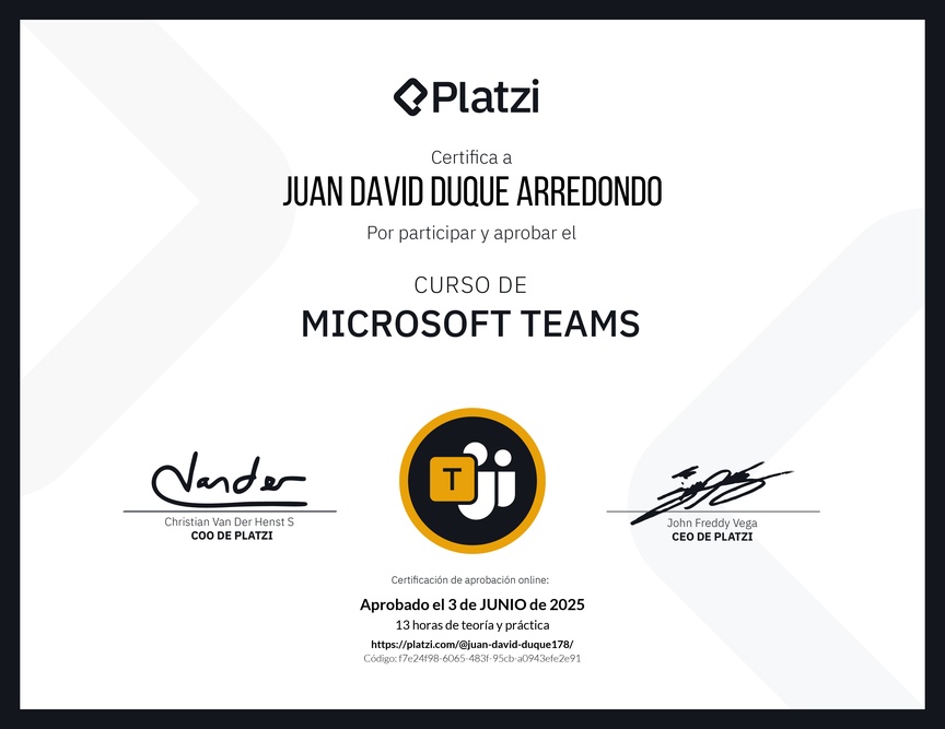 Diploma del Curso de Microsoft Teams