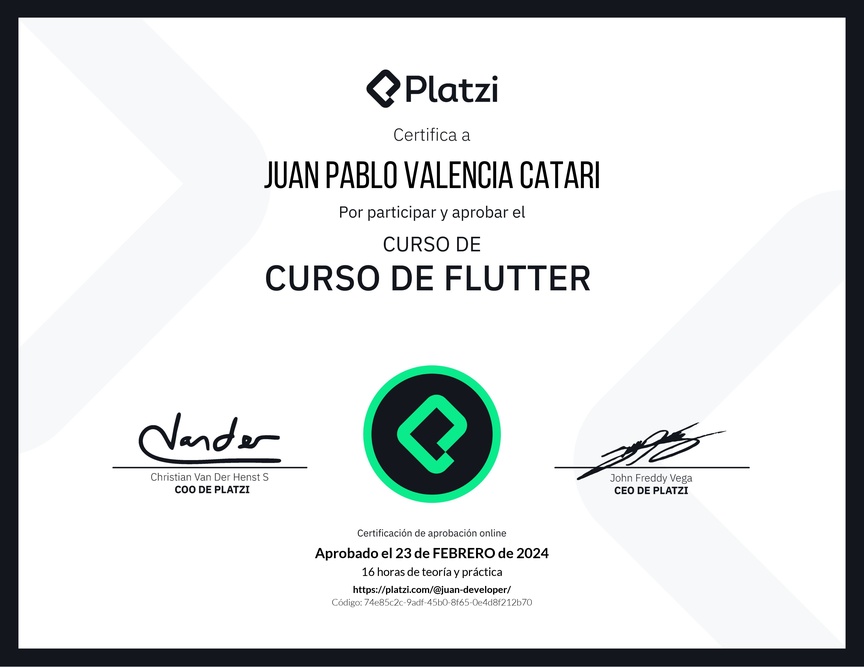 Diploma del Curso de Flutter