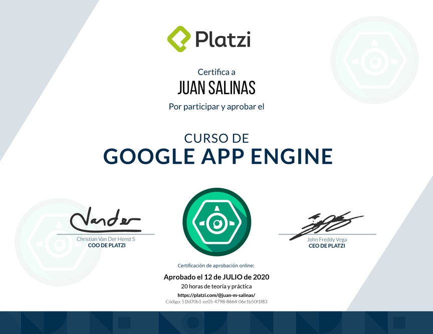 Diploma del Curso de Google App Engine