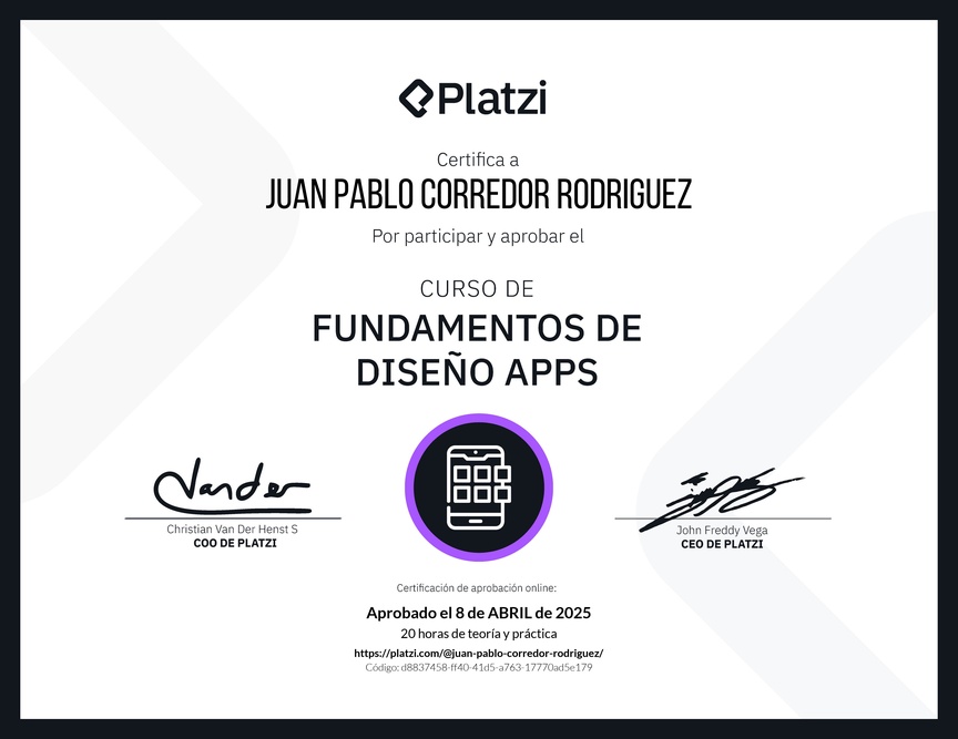 Diploma del Curso de Fundamentos de Diseño de Apps