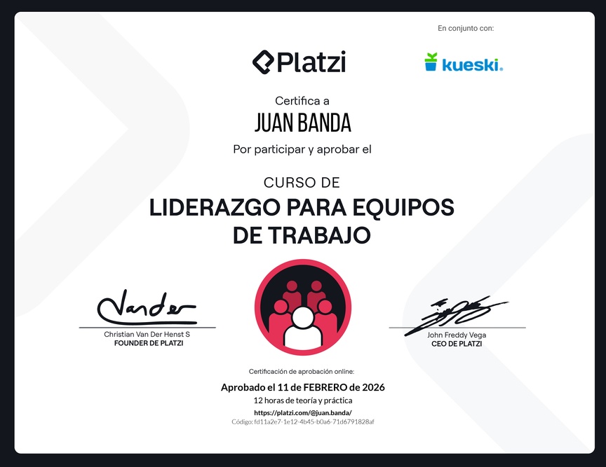 Diploma del Curso de Liderazgo para Equipos de Trabajo