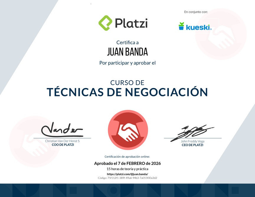 Diploma del Curso de Técnicas de Negociación