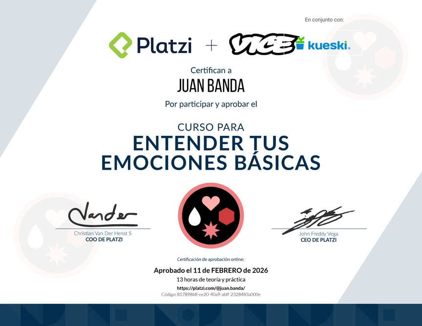 Diploma del Curso para Entender tus Emociones Básicas