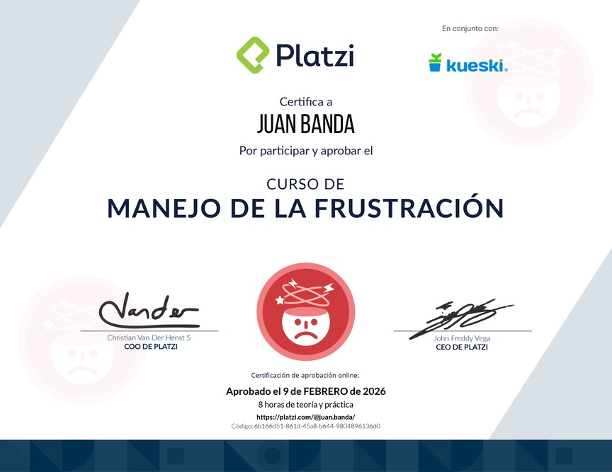 Diploma del Curso de Manejo de la Frustración