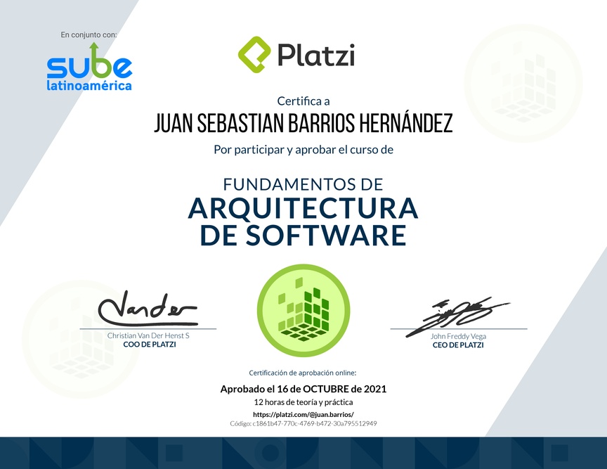 Diploma de Fundamentos de Arquitectura de Software (2018)