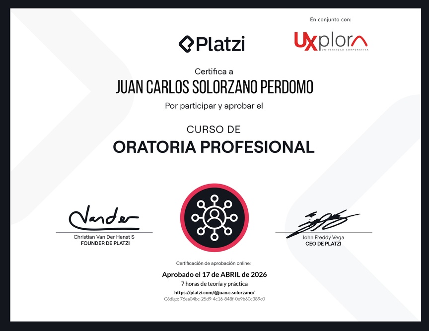Diploma del Curso de Oratoria Profesional