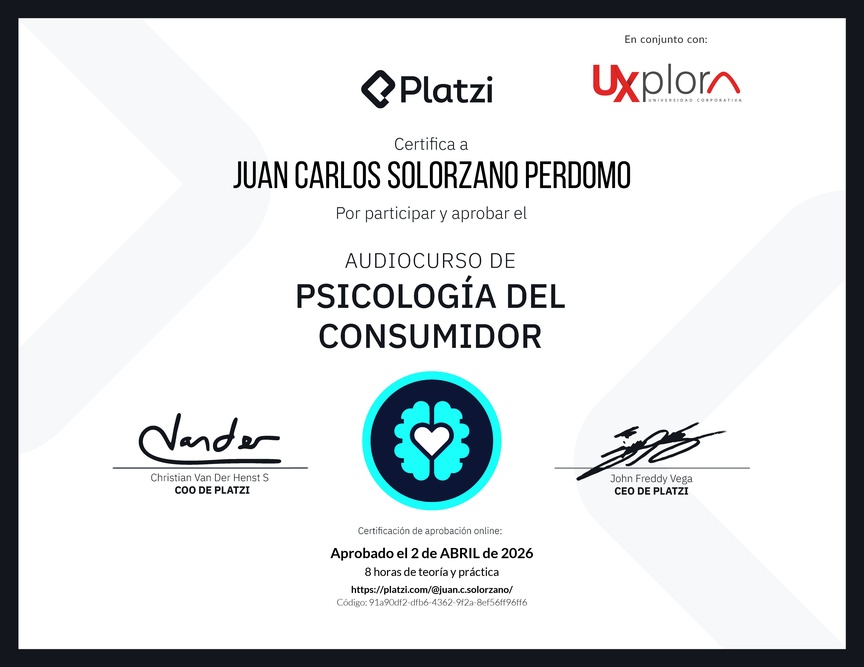 Diploma de Audiocurso de Psicología del Consumidor