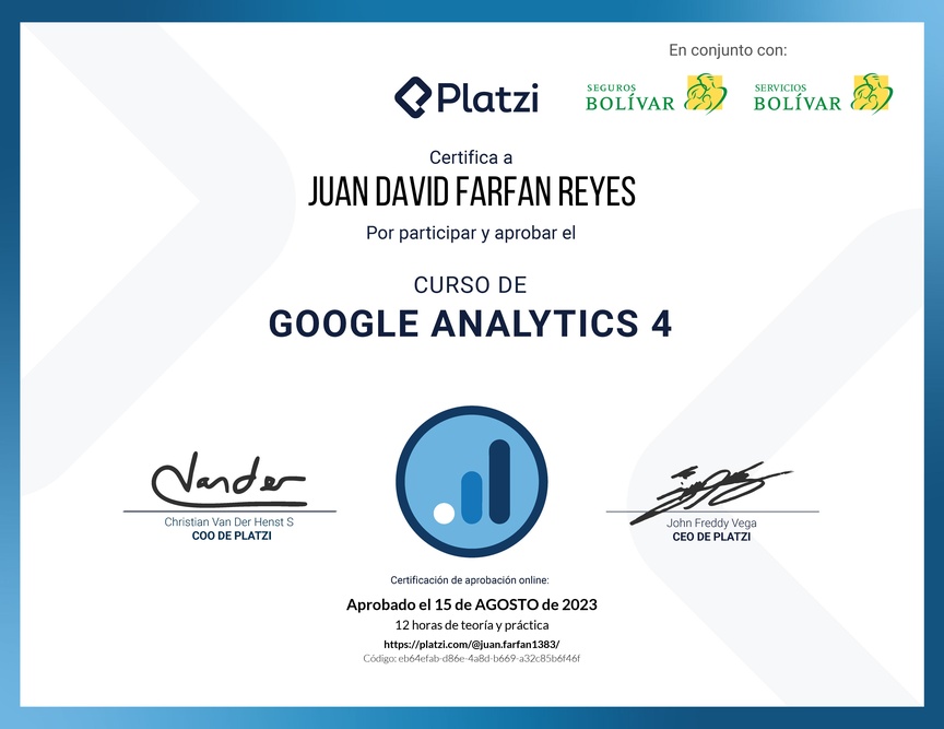 Diploma del Curso de Google Analytics