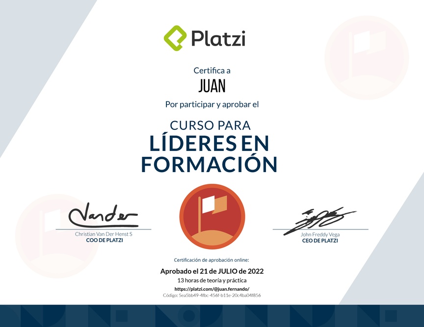 Diploma del Curso para Líderes en Formación