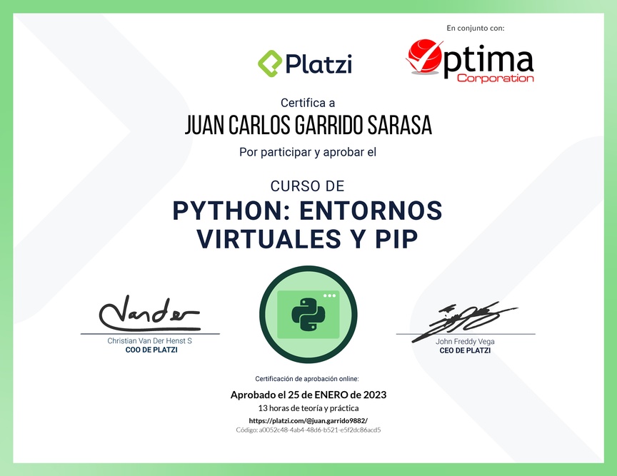 Diploma del Curso de Python: PIP y Entornos Virtuales