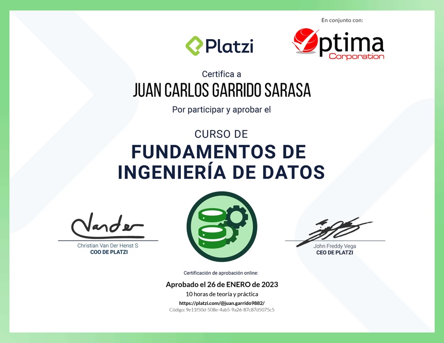 Diploma del Curso de Fundamentos de Ingeniería de Datos
