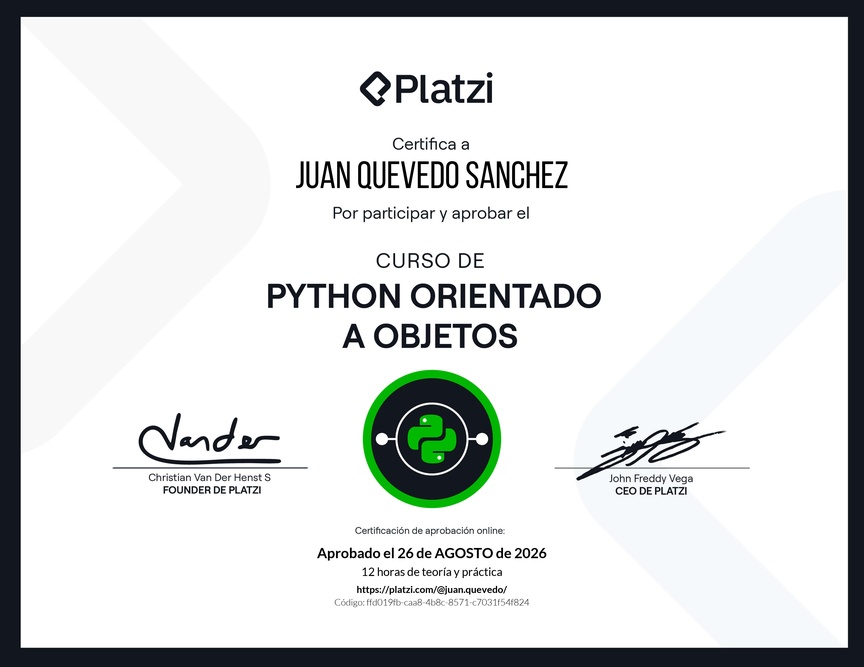 Diploma del Curso de Python Orientado a Objetos