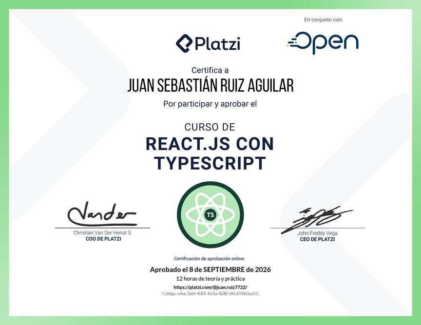 Diploma del Curso de React.js con TypeScript