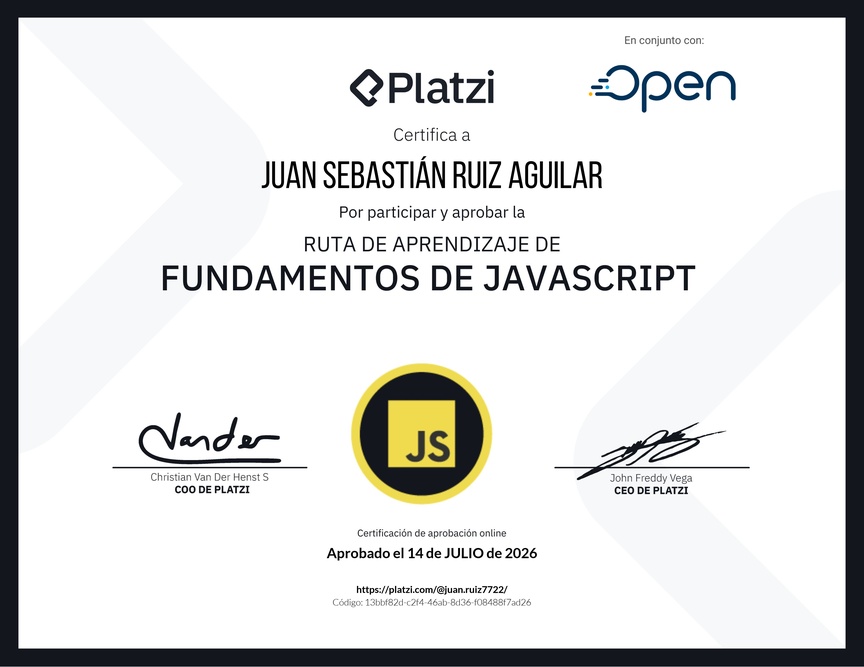 Diploma de la Ruta de Aprendizaje de Fundamentos de JavaScript