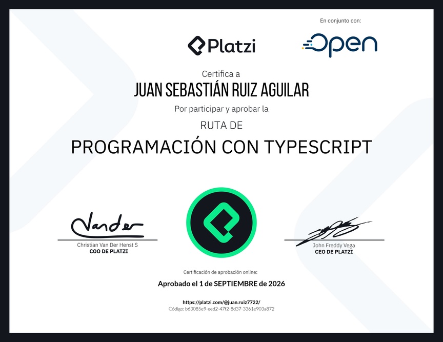 Diploma de la Ruta de Aprendizaje de Programación con TypeScript