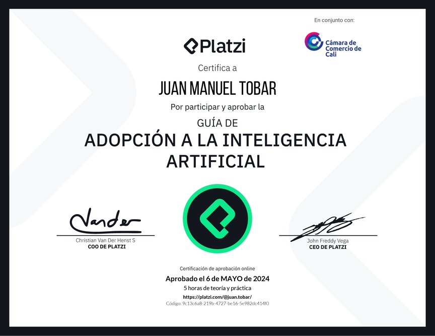 Diploma de Guía de Adopción a la Inteligencia Artificial 2023