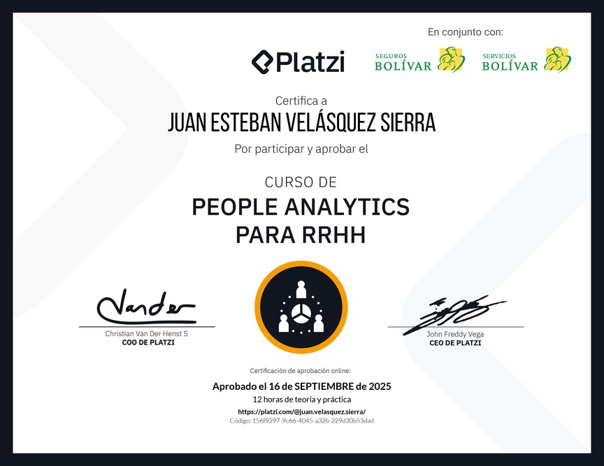 Diploma del Curso de People Analytics para RRHH