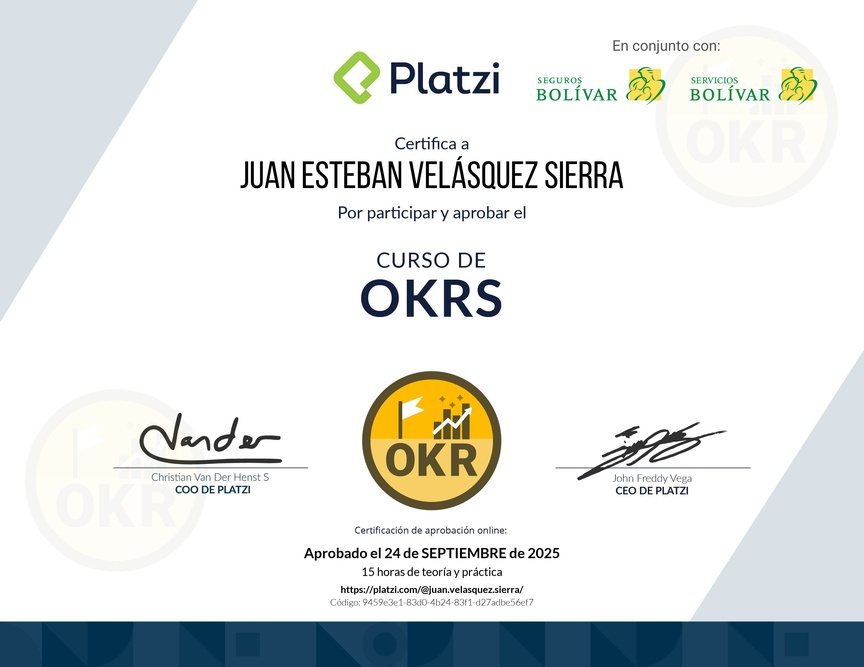 Diploma del Curso de OKRs: Herramienta Clave para Managers