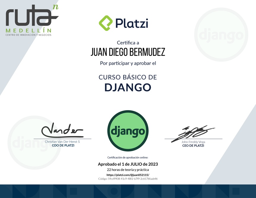 Diploma del Curso Básico de Django