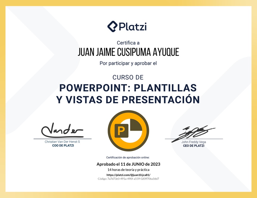 Diploma del Curso de PowerPoint: Plantillas y Vistas de Presentación