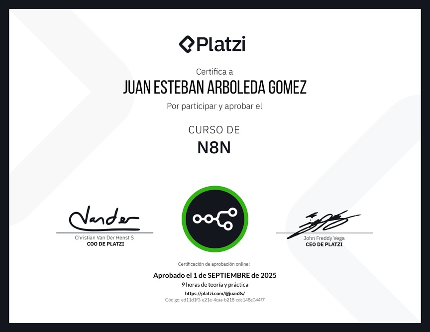 Diploma del Curso de N8N