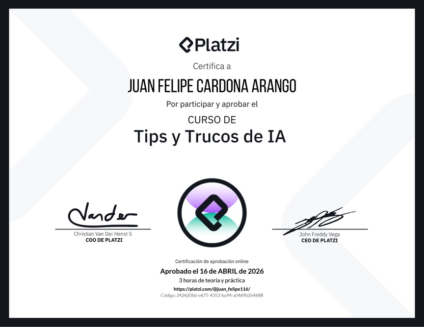 Diploma del Curso de tips y trucos de IA