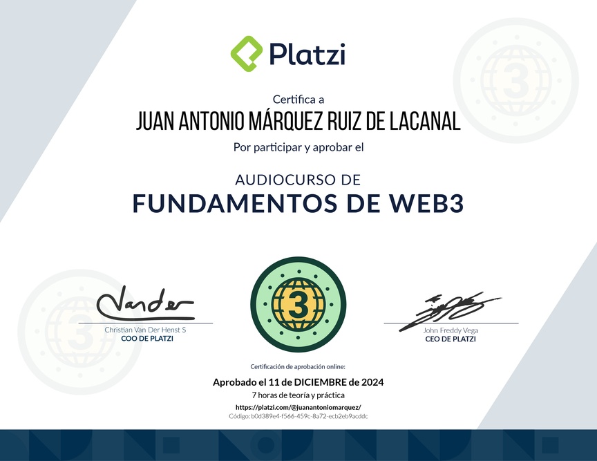 Diploma de Audiocurso de Fundamentos de Web3