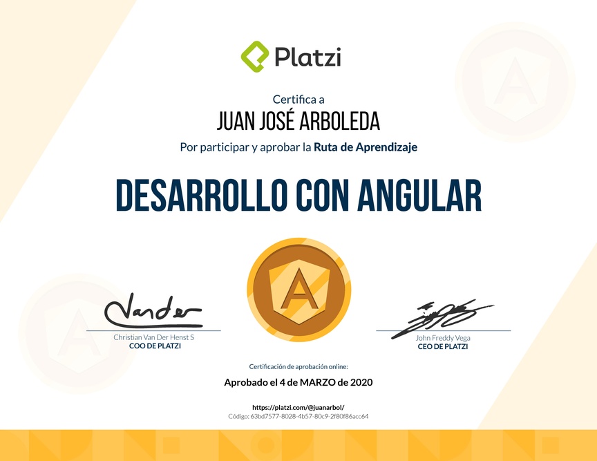 Diploma de la Ruta de Aprendizaje de Frontend a profundidad con Angular