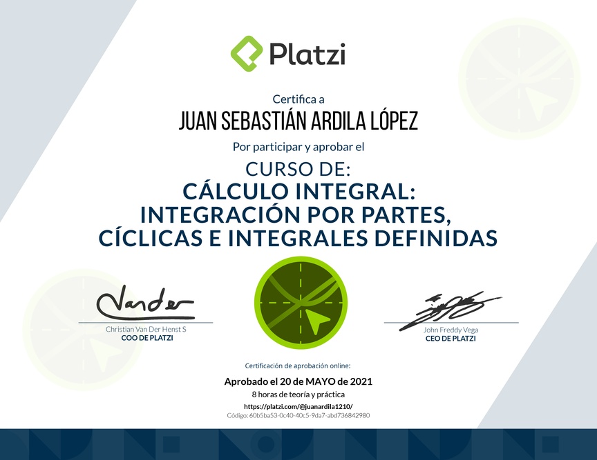 Diploma del Curso de Cálculo Integral: Integración por Partes, Cíclicas e Integrales Definidas