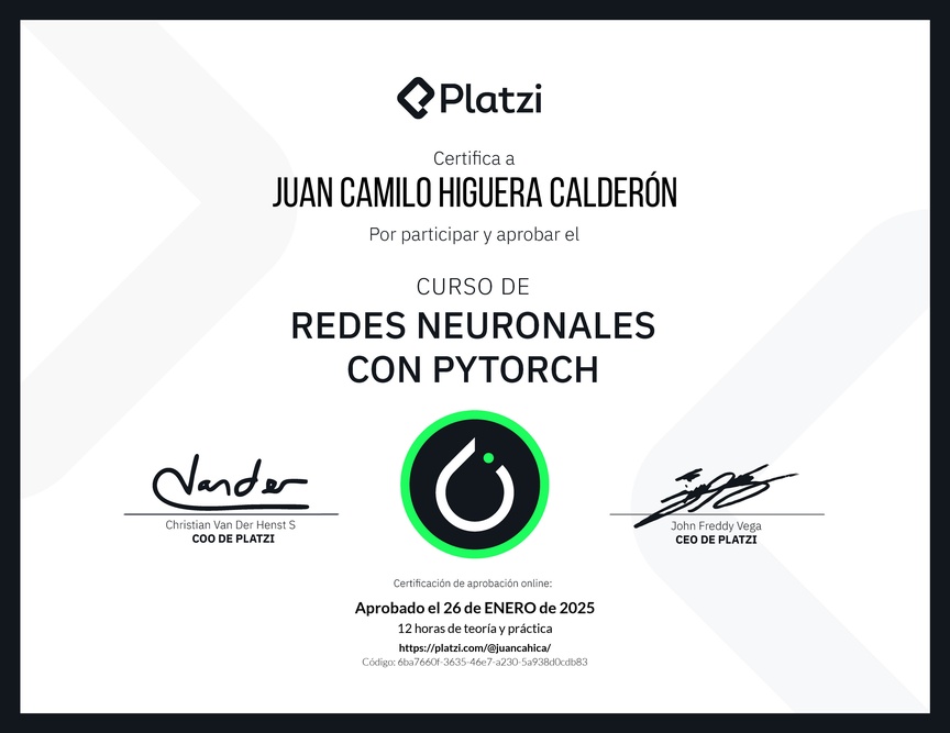Diploma del Curso de Redes Neuronales con PyTorch