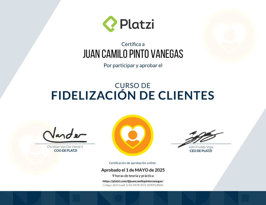 Diploma del Curso de Fidelización de Clientes