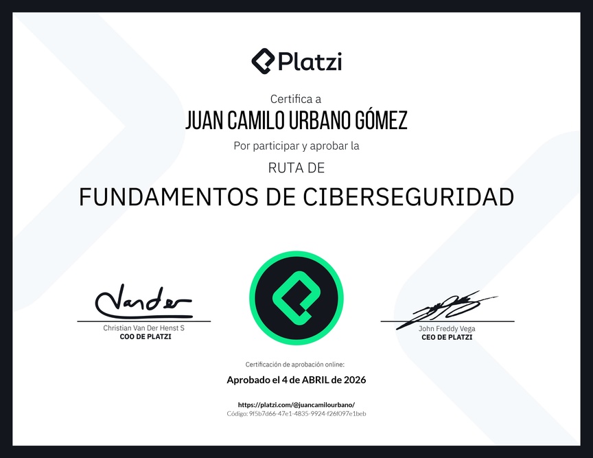 Diploma de la Ruta de Aprendizaje de Fundamentos de Ciberseguridad
