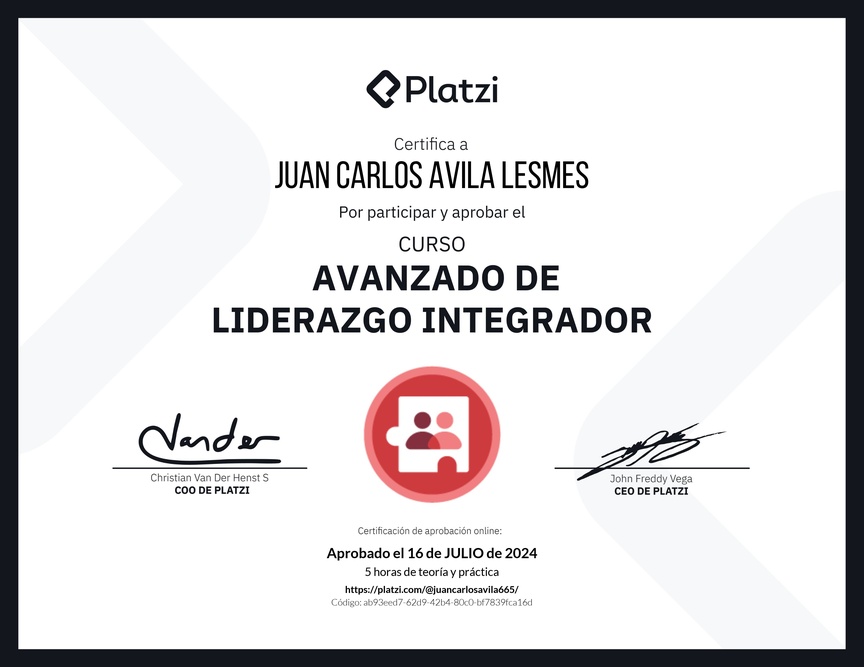Diploma del Curso Avanzado de Liderazgo: Adapta tu Estilo de Liderazgo